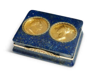 A VICTORIAN GOLD-MOUNTED AND HARDSTONE COMMEMORATIVE SNUFF-BOX