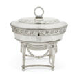 A GEORGE III SILVER TEA CADDY ON STAND - Auktionsarchiv