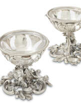 TWO MATCHING PAIRS OF GEORGE II SILVER SALT-CELLARS