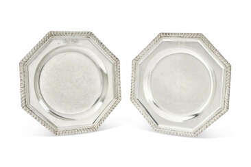 A PAIR OF GEORGE II SILVER OCTAGONAL SECOND-COURSE DISHES