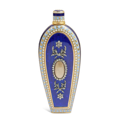 A GEORGE III JEWELLED ENAMELLED GOLD SCENT BOTTLE - фото 1