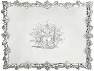 A GEORGE III SILVER LARGE SALVER