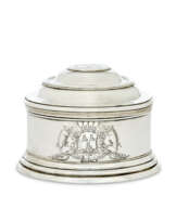 A GEORGE II SILVER TOILET BOX AND COVER FROM THE WARRINGTON PLATE