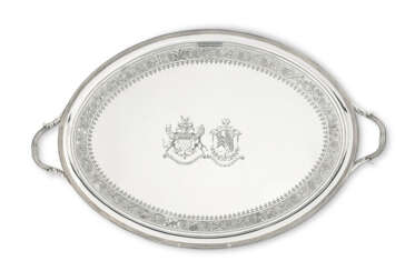 A GEORGE III SILVER LARGE TRAY