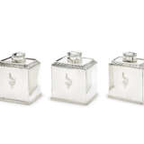 A PAIR OF GEORGE III SILVER TEA CADDIES AND MATCHING SUGAR BOX IN FISH SKIN CASE - photo 2