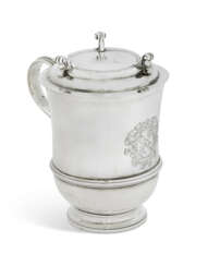 A QUEEN ANNE SILVER CHOCOLATE CUP AND COVER