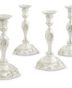 William Cripps. A SET OF FOUR GEORGE II SILVER CANDLESTICKS