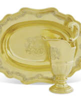 A GEORGE II SILVER-GILT EWER AND BASIN FROM THE BEAUFORT DRESSING PLATE