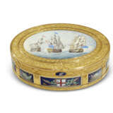 A GEORGE III ENAMELLED TWO-COLOUR GOLD FREEDOM BOX, A LARGE NAVAL GOLD MEDAL AND TWO DOCUMENTS - фото 2