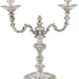 A SET OF FOUR GEORGE II SILVER TWO-LIGHT CANDELABRA - фото 5