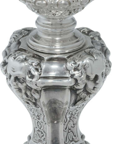A SET OF FOUR GEORGE II SILVER TWO-LIGHT CANDELABRA - фото 14
