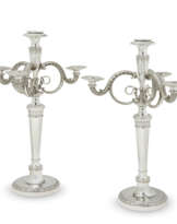 A PAIR OF LOUIS XVI SILVER FOUR-LIGHT CANDELABRA