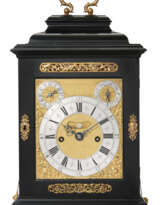 A QUEEN ANNE ORMOLU AND EBONY STRIKING TABLE CLOCK WITH PULL QUARTER REPEAT
