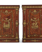 Charles Cressent. A PAIR OF REGENCE ORMOLU-MOUNTED AMARANTH AND TULIPWOOD ARMOIRES