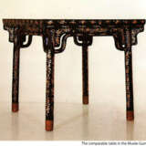 A RARE CHINESE MOTHER-OF-PEARL-INLAID BLACK LACQUER RECESSED-LEG TABLE, PINGTOU`AN - фото 10