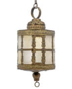 Laterne. A NORTH EUROPEAN REPOUSSE-BRASS AND PIGSKIN LANTERN
