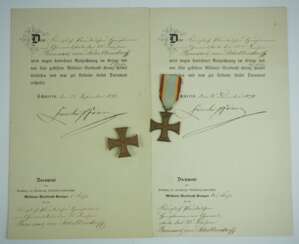 Mecklenburg-Schwerin: Militär-Verdienstkreuz, 1870, 1. und 2. Klasse mit Urkunden für einen Hauptmann im Generalstab der 22. Division.