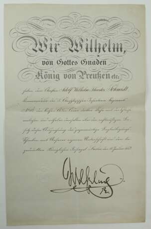 Preussen: Roter Adler Orden, 3. Klasse mit Schleife Urkunde für einen Obersten und Kommandeur des 3. Oberschlesischen Infanterie-Regiment No. 62. - Foto 1