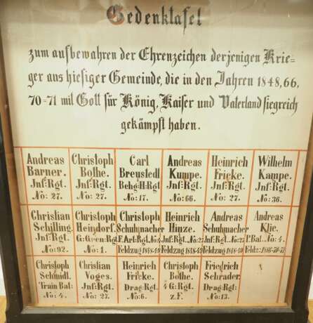 Deutsches Reich: Schaukasten / Gedenktafel für die Krieger der Feldzüge 1848, 66 und 70/71. - фото 2