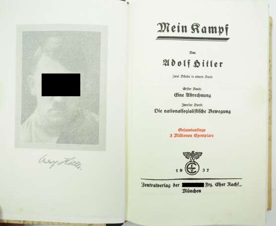 Hitler, Adolf: Mein Kampf - Hochzeitsausgabe Gemeinde Tamm Württemberg. - Foto 3