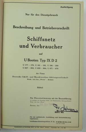 Kriegsmarine: Beschreibung und Betriebsvorschrift für Schiffsnetz und Verbraucher der U-Boote Typ IX D 2 - Bildteil. - photo 2