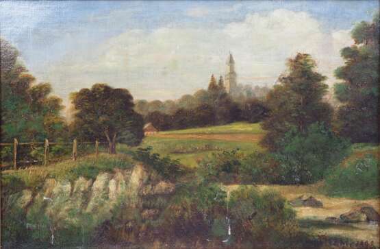 Schlosspark mit dem Weißen Turm, Bad Homburg, 1898. - фото 1