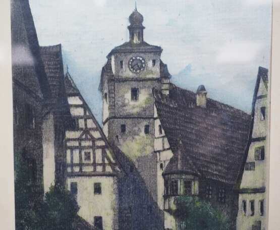 Weißer Turm in Rothenburg o. T., Radierung auf Seide. - photo 3