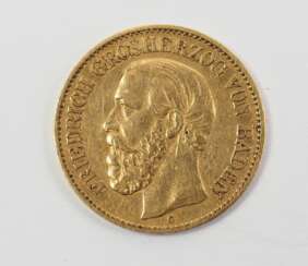 Baden: 10 Mark - Friedrich Großherzog 1876, GOLD. 