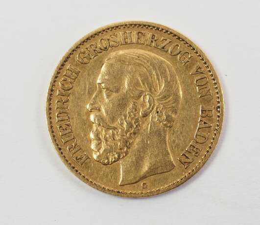 Baden: 10 Mark - Friedrich Großherzog 1876, GOLD. - фото 1