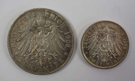 Preussen: 2 u. 5 Mark - Wilhelm II. (1913 u. 1903). - photo 2
