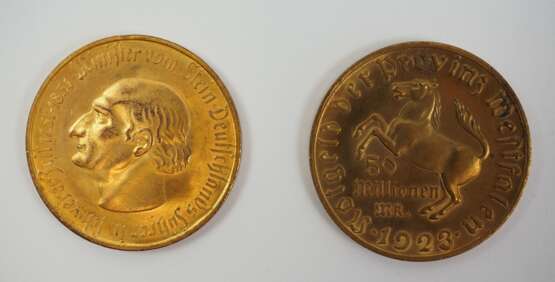 Notmünzen 1923: 10000 u. 50 Mio. Mark. - Foto 1