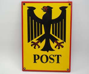 Postamt/ Bundespost Adler, Emailleschild. 