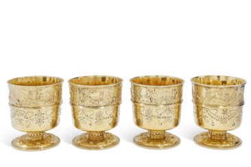 A SET OF FOUR GEORGE IV SILVER-GILT BEAKERS