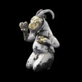 A PROTO-ELAMITE SILVER GILT KNEELING GOAT-HEADED ANTHROPOMORPHIC DEITY - photo 3