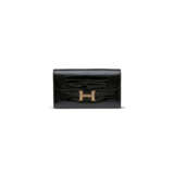 A SHINY BLACK ALLIGATOR CONSTANCE WALLET WITH ROSE GOLD HARDWARE - фото 1
