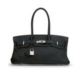 A BLACK CLÉMENCE LEATHER JPG SHOULDER BIRKIN 42 WITH PALLADIUM HARDWARE - фото 1