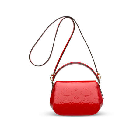 A CHERRY VERNIS LEATHER PASADENA BAG WITH GOLD HARDWARE - photo 4