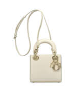 Lizard leather. A SHINY WHITE LIZARD MINI LADY DIOR WITH LIGHT GOLD HARDWARE