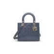 A BLUE QUILTED PATENT LEATHER MEDIUM LADY DIOR WITH LIGHT GOLD HARDWARE - Auktionsarchiv