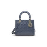 A BLUE QUILTED PATENT LEATHER MEDIUM LADY DIOR WITH LIGHT GOLD HARDWARE - photo 1
