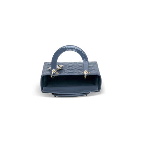 A BLUE QUILTED PATENT LEATHER MEDIUM LADY DIOR WITH LIGHT GOLD HARDWARE - photo 6