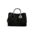 A BLACK & GREY MINK FUR LEOPARD PATTERN LARGE LADY DIOR BAG WITH SILVER HARDWARE - Auction prices