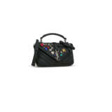 A BLACK CALFSKIN LEATHER CRYSTAL STUD FLAP BAG WITH SILVER HARDWARE - фото 2