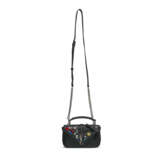 A BLACK CALFSKIN LEATHER CRYSTAL STUD FLAP BAG WITH SILVER HARDWARE - фото 7