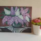 Цветы сирени Canvas on cardboard Painting with acrylic живопись Flower still life Turkey 2023 - photo 3