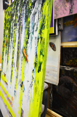 Design Gemälde „Birkenregen“, Leinwand, Ölfarbe, Abstrakter Expressionismus, Landschaftsmalerei, Russland, 2020 - Foto 4