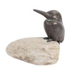SCULPTURE OF THE 20th CENTURY "Kingfisher sitting on a stone".