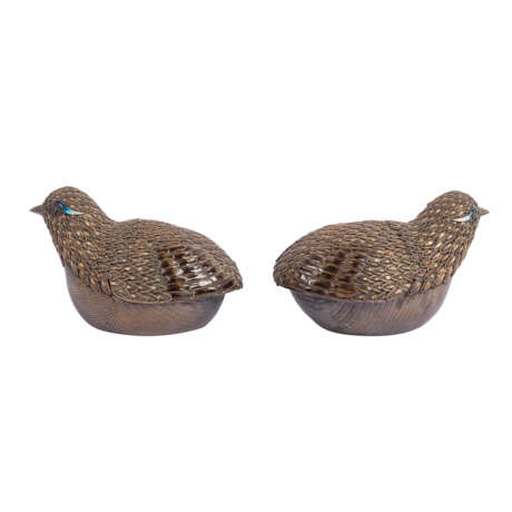 Pair of bird-shaped boxes made of silver 950. CHINA, 1st half 20th c., - фото 3