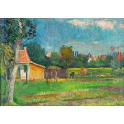 BOD, LASZLO (1920-2001) "Landscape with village view".