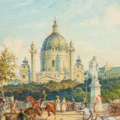 KÖSTLIN, probably August (1825-1894), "Vienna, View of the Karlskirche", - photo 4